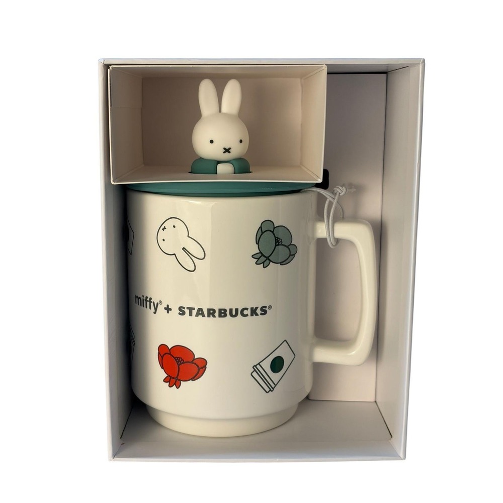 Starbucks x Miffy Ceramic Figurine Mug with Lid 14oz Limited Edition New